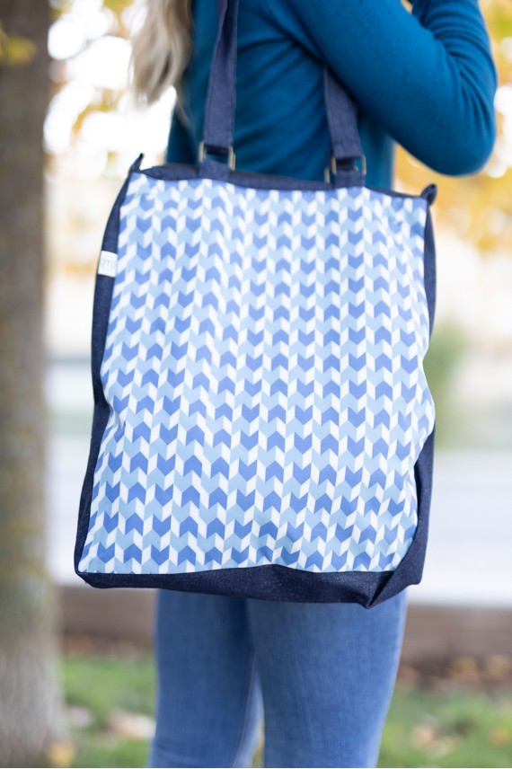 Bolso algodón vaquero geométrico zigzag Migas