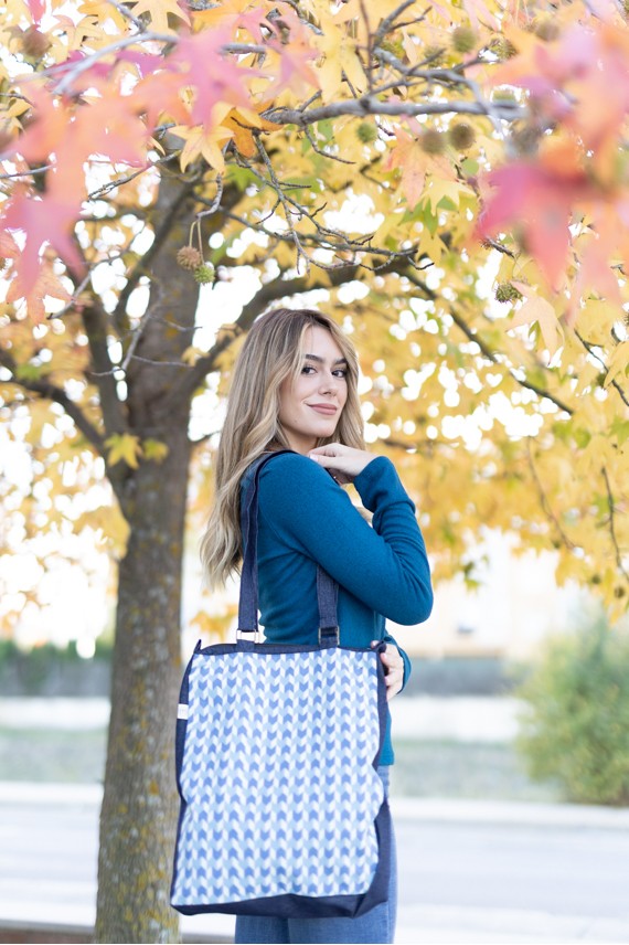 Bolso algodón vaquero geométrico zigzag Migas