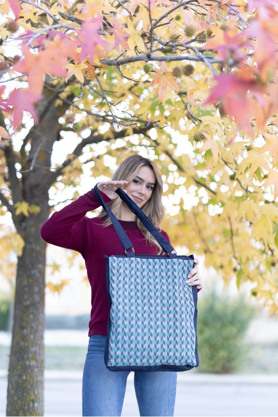 Bolso algodón vaquero geométrico zigzag Migas