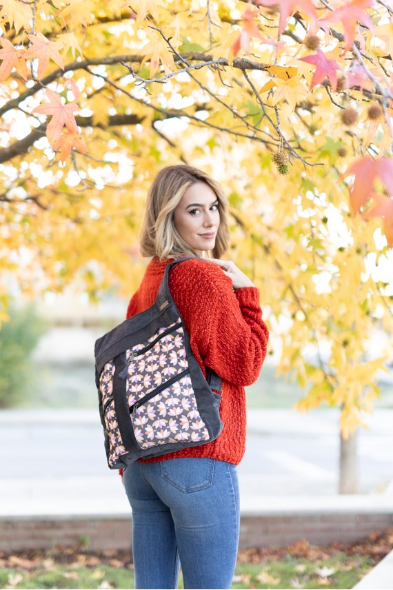 Mochila algodón pana flor de loto Na Lubre
