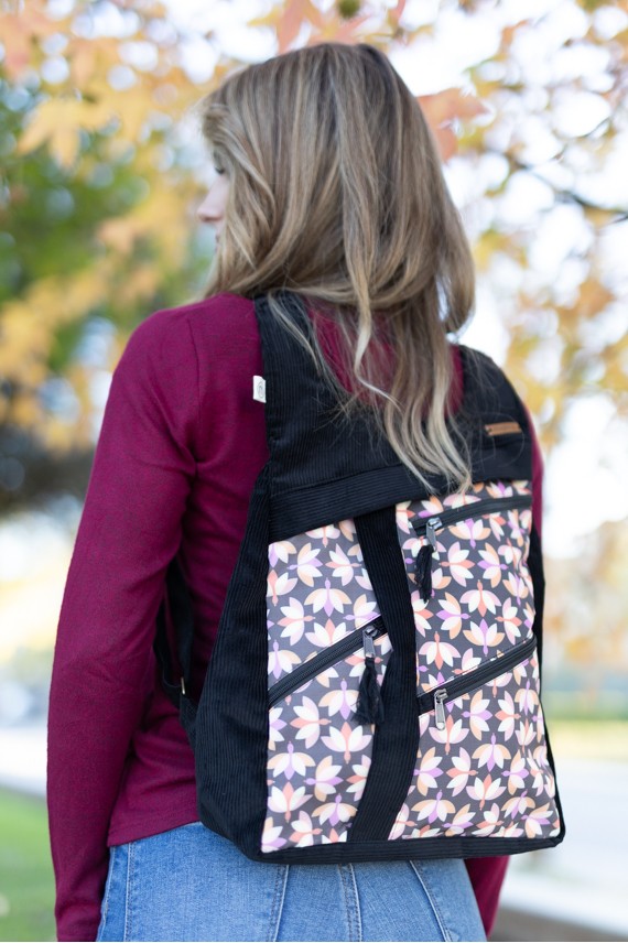 Mochila algodón pana flor de loto Na Lubre