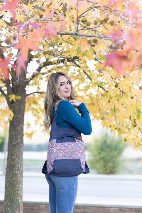 Mochila y Bolso Algodón jeans Flory