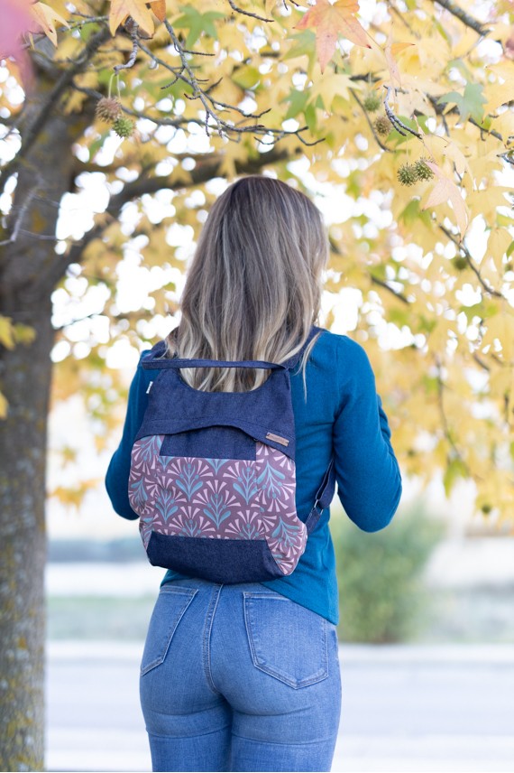 Mochila y Bolso Algodón jeans Flory