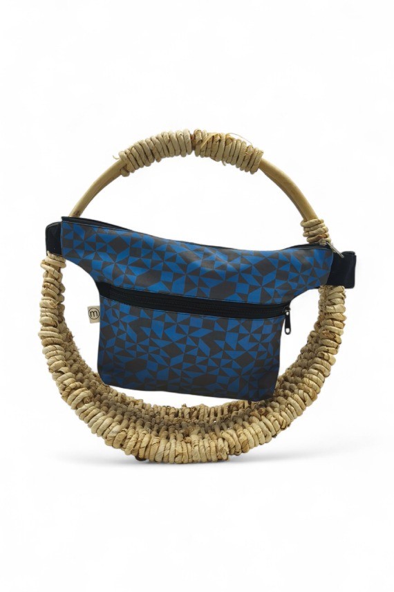 Riñonera de tela con diseño geométrico y bolsillo doble