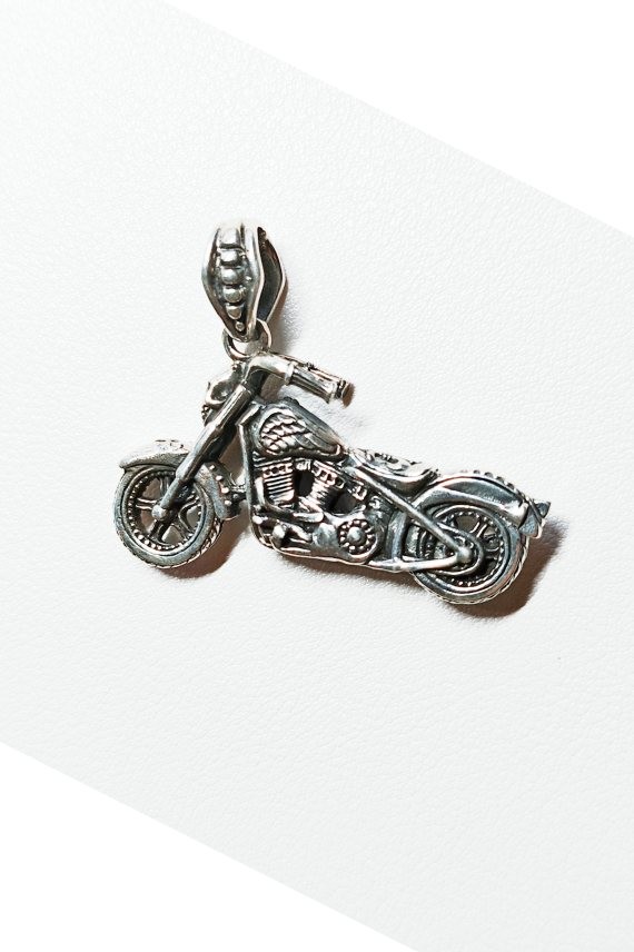 Colgante Plata Moto Harley con Calavera