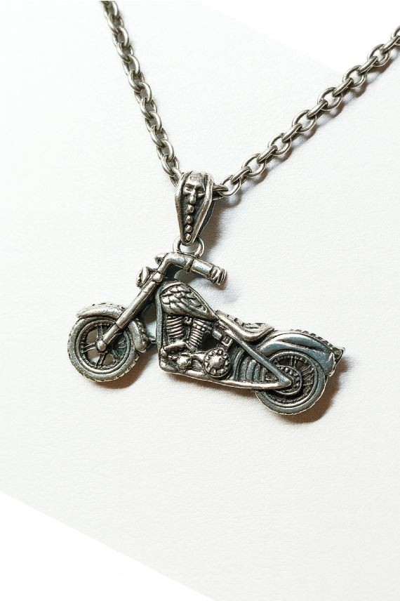 Colgante Plata Moto Harley con Calavera
