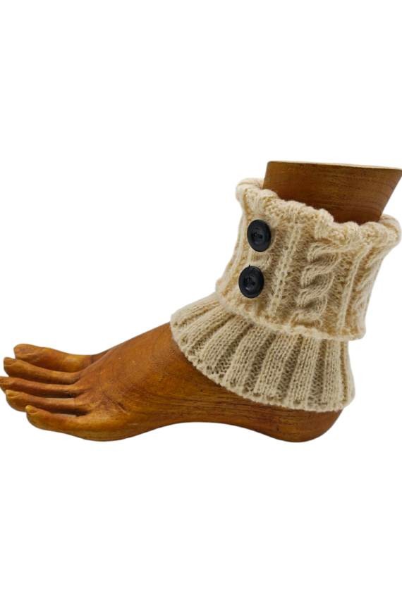 "Calentadores de tobillo acrílicos con diseño trenzado y botones, suaves y elásticos, modelo Samarkanda."