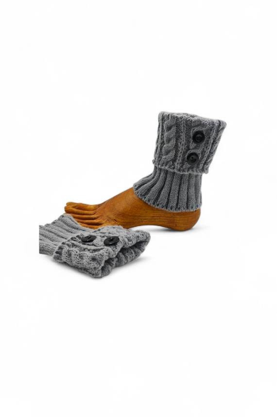 "Calentadores de tobillo acrílicos con diseño trenzado y botones, suaves y elásticos, modelo Samarkanda."