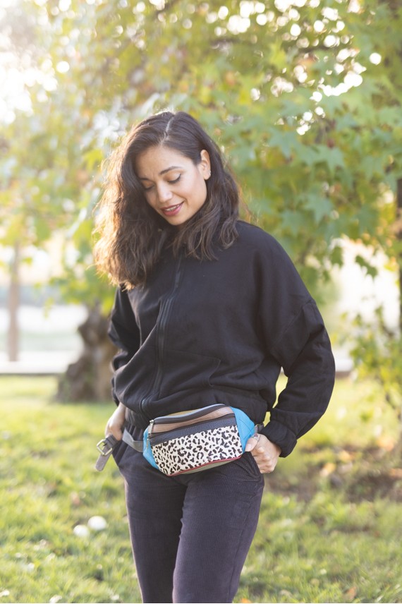 Riñonera Moon Print Leopardo Azul By Soruka