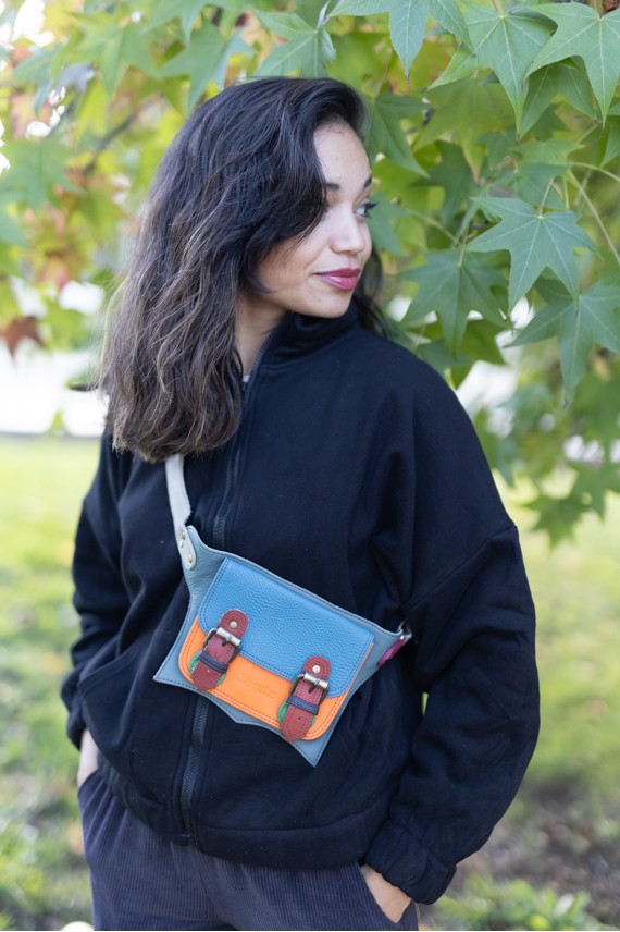 Riñonera Alexis Azul y Naranja By  Soruka