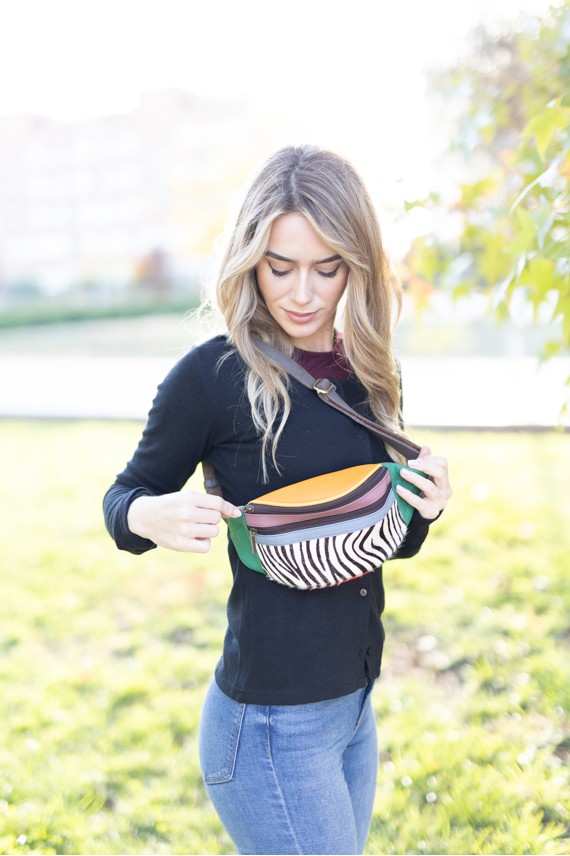 Riñonera Moon Print Cebra Verde By Soruka