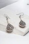 Pendientes de plata de ley 925 en forma de gota calada con motivos florales, joya artesanal Samarkanda.