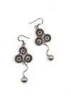 Pendientes de plata de ley 925 con diseño de tres círculos en forma de trébol y bola colgante, joya artesanal Samarkanda.