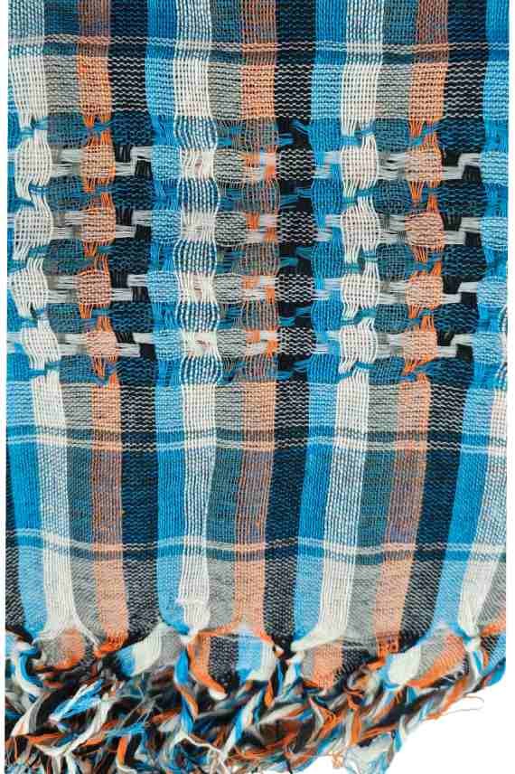 Pañuelo palestina de algodón artesanal multicolor con flecos, tejido en telar manual estilo boho Samarkanda.