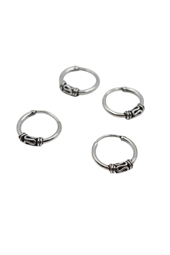 Pendientes Aro Bali Plata Muelle Central 8 mm