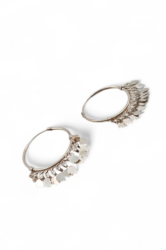 Aros de plata de ley con aros entrelazados y hojas colgantes, joya artesanal hecha a mano en India Samarkanda.