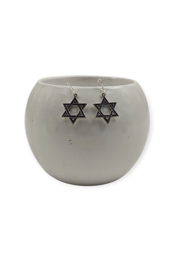 Pendientes de plata de ley 925 con estrella de seis puntas hechos a mano en India, joya artesanal Samarkanda.