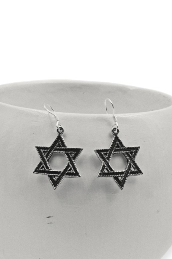 Pendientes de plata de ley 925 con estrella de seis puntas hechos a mano en India, joya artesanal Samarkanda.