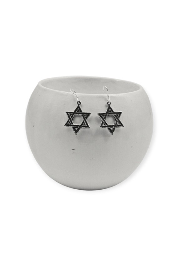 Pendientes de plata de ley 925 con estrella de seis puntas hechos a mano en India, joya artesanal Samarkanda.