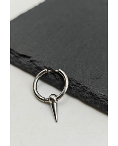 Pendiente de acero inoxidable 316L unisex con aro segmentado y pincho extraíble en color negro, dorado y plateado.