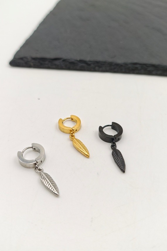 Pendiente Aro Pluma Acero 316
