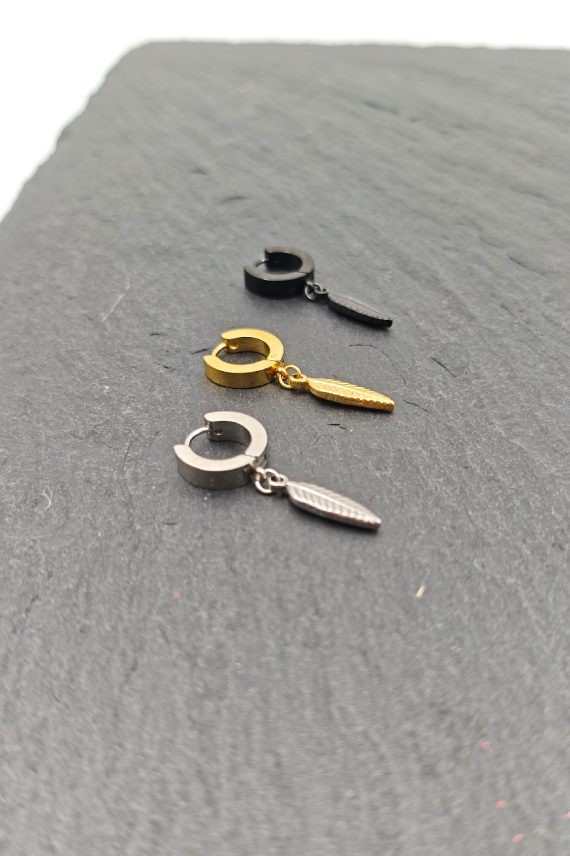 Pendiente Aro Pluma Acero 316