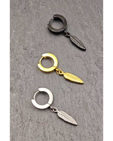 Pendiente Aro Pluma Acero 316