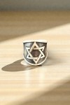 Anillo unisex de Plata de Ley con Estrella de David y acabado artesanal envejecido