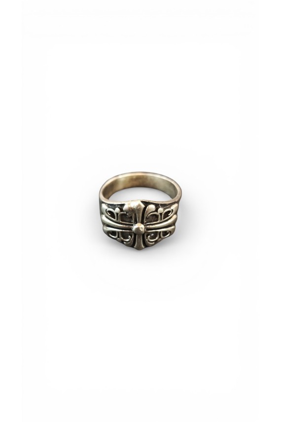Anillo de plata de ley 925 estilo Chrome Hearts con corazón cromado en relieve, joya artesanal hecha a mano en India.