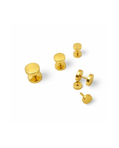 Pendiente de falsa dilatación de acero inoxidable dorado liso con cierre de rosca, joya minimalista Samarkanda.