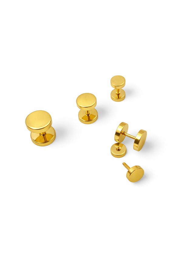 Pendiente de falsa dilatación de acero inoxidable dorado liso con cierre de rosca, joya minimalista Samarkanda.