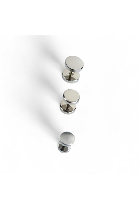 Pendiente de falsa dilatación de acero inoxidable plateado liso con cierre de rosca, joya minimalista Samarkanda.