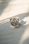 Anillo unisex de plata de ley 925 con diseño en relieve de Sol y Luna, joya artesanal de estilo bohemio