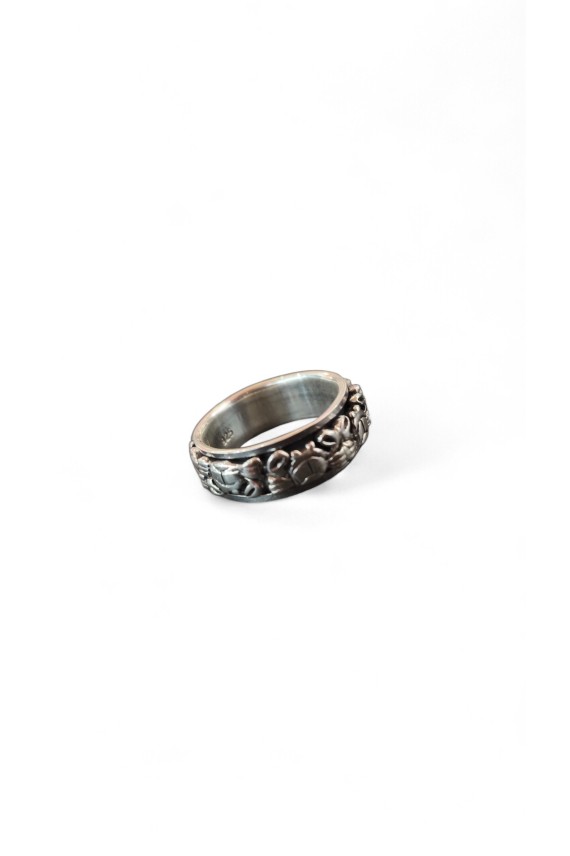 Anillo unisex antiestrés de plata de ley 925 con interior giratorio y cangrejos grabados en relieve, joya artesanal