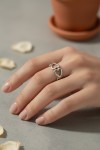 Anillo Plata Abierto Corazones