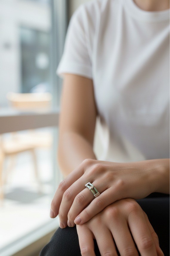 Anillo Plata Geométrico
