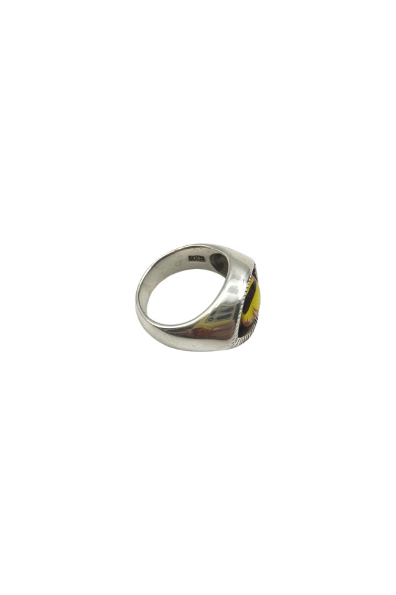 Anillo unisex de plata de ley con ojo decorativo central en color amarillo