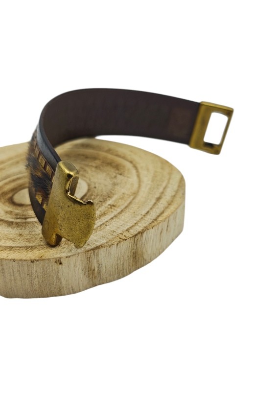 Pulsera Brazalete Mochi Cuero Animal Print