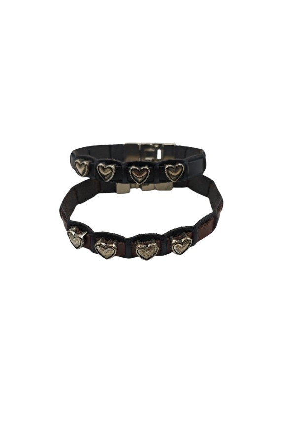 Pulsera Madiga Cuero Cuatro Corazones