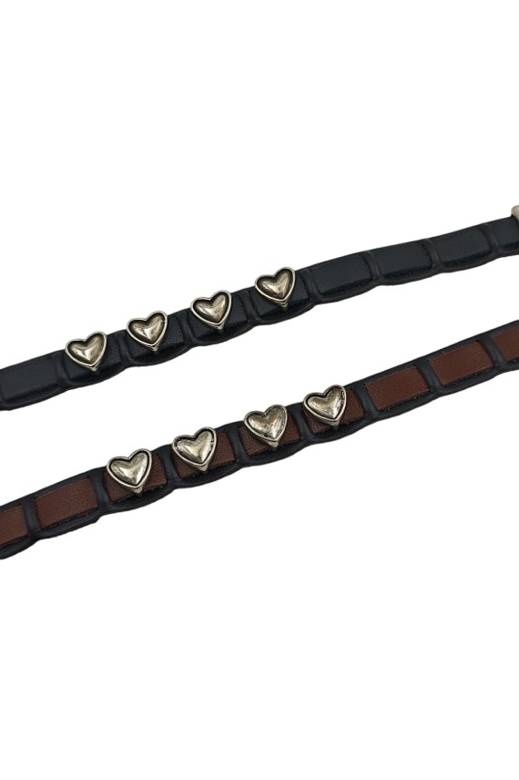 Pulsera Madiga Cuero Cuatro Corazones