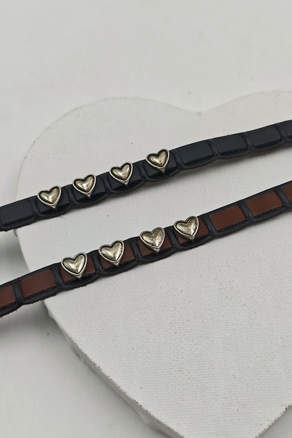 Pulsera Madiga Cuero Cuatro Corazones