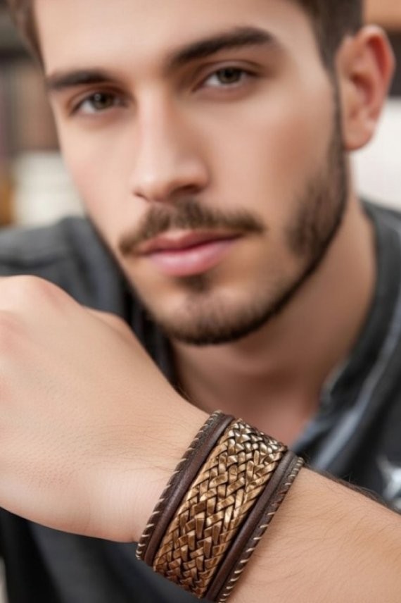 Pulsera Brazalete Cuero Suspiro Acompasado