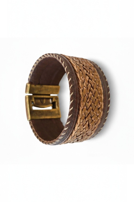 Pulsera Brazalete Cuero Suspiro Acompasado