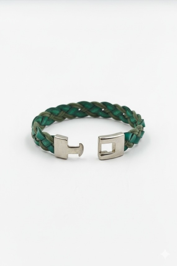 Pulsera Trenzada Hombre Pájaro Verde