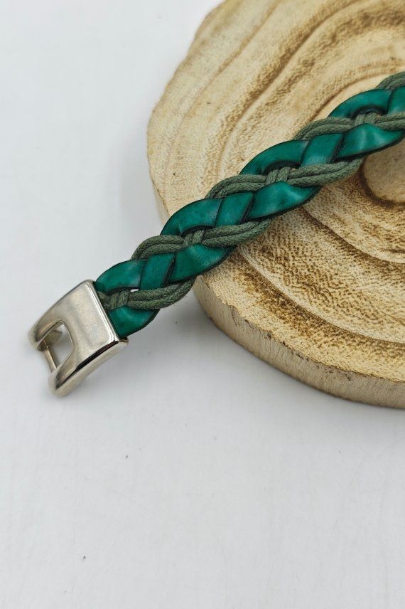Pulsera Trenzada Hombre Pájaro Verde
