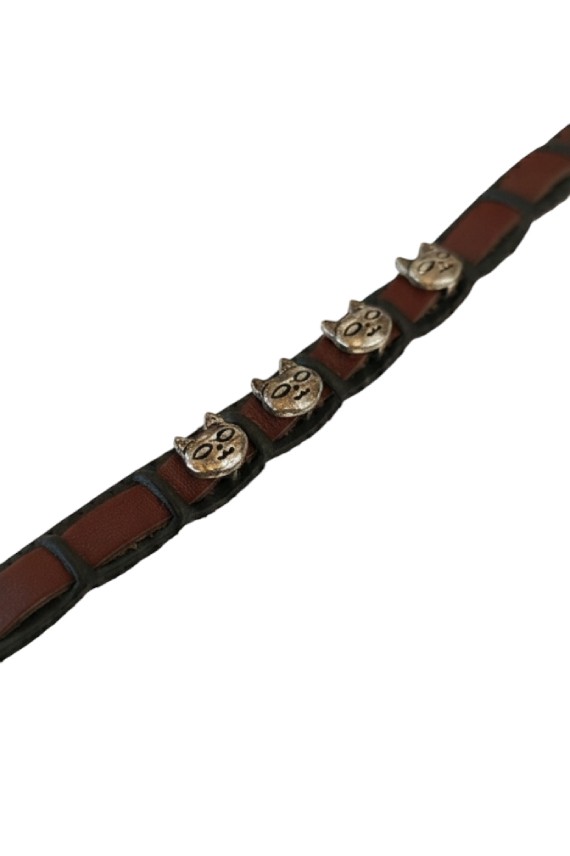 Pulsera Piel Sostenible Gatos Acero