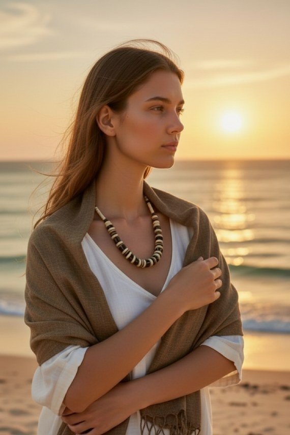 Collar Africano Bannaya Surfero Hueso y Madera