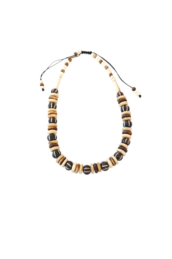 Collar Africano Bannaya Surfero Hueso y Madera