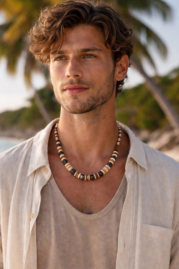 Collar Africano Bannaya Surfero Hueso y Madera