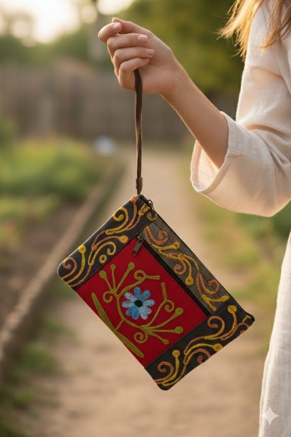 Bolso de Mano Étnico Bordado A
